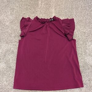 Adrianna Papell Plum Ruffle Sleeve Blouse